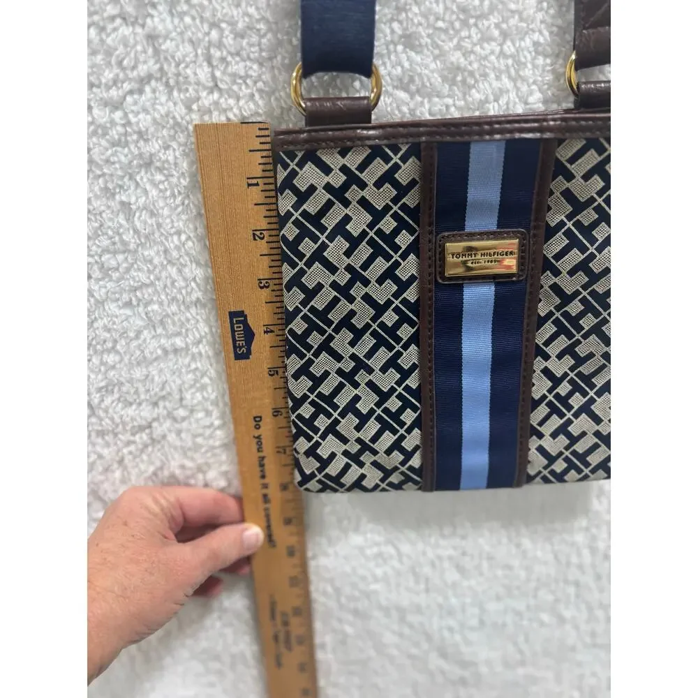 Tommy Hilfiger Crossbody‎ Bag Blue Geometric Stripe Adj Strap Gift under $50